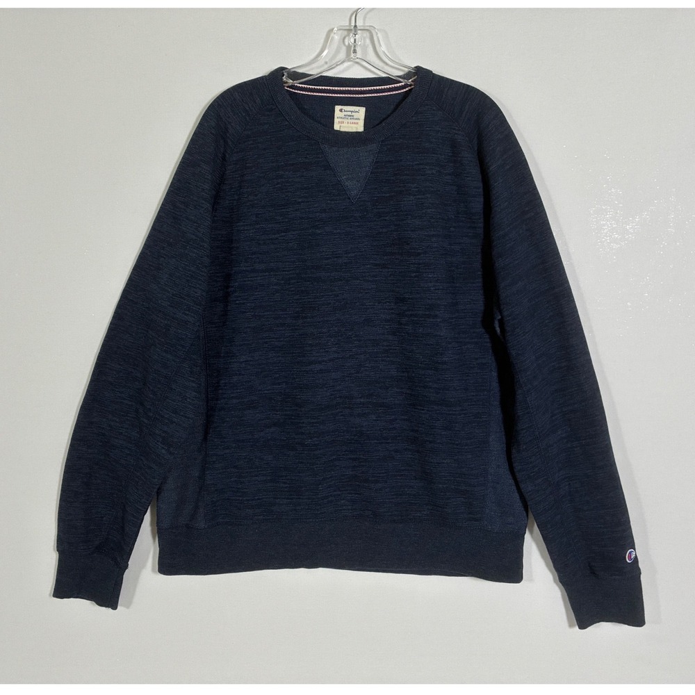 Champion Mens Navy Blue Space Dye Crewneck Sweatshirt XL 1296934 Raglan Pullover